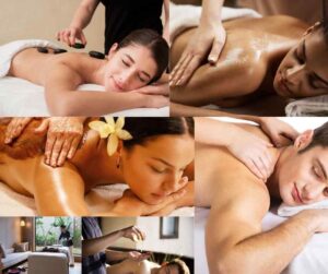 Relaxing full body spa massage session at luxury wellness center
