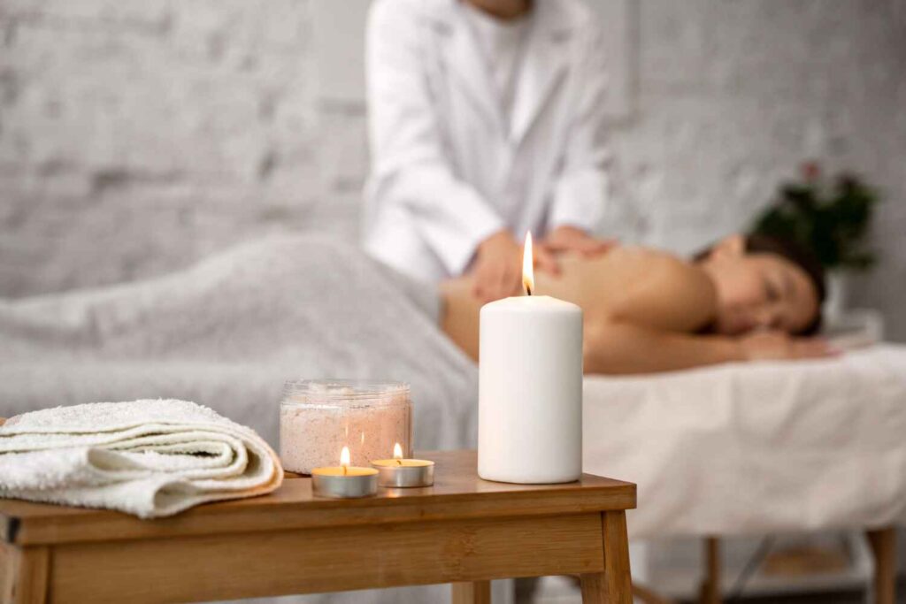 Elegant spa suite in Mumbai with aromatic candles and fresh towels