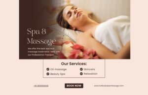 Pastel Pink Simple Bordered Spa & Massage