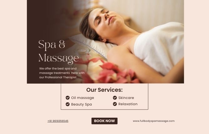 Pastel Pink Simple Bordered Spa & Massage